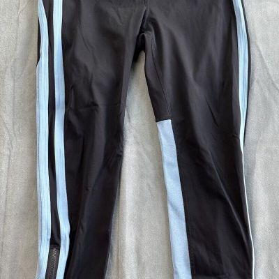 Lululemon Womens Zip the Line Crop 22” Mesh Black Blue Womens Size 8 Leggings